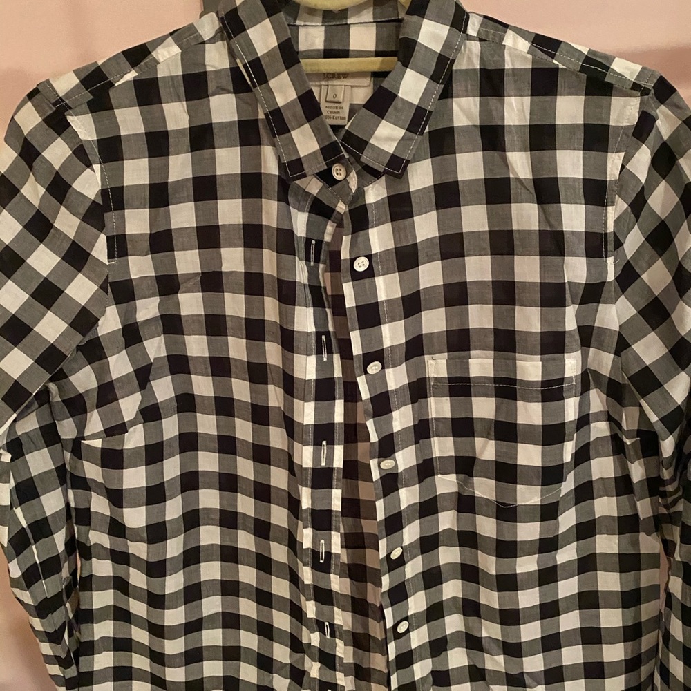 Jcrew Black Gingham Button Down - image 1